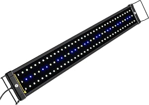 NICREW ClassicLED Aquarium Light, Fish Tank Light with Extendable Brackets, White and Blue 