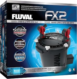 Fluval FX2 High Performance Canister Aquarium Filter - Multi-Stage Filtration, Built-in Powered Water Change System, and Basket-in-Basket Tray Design