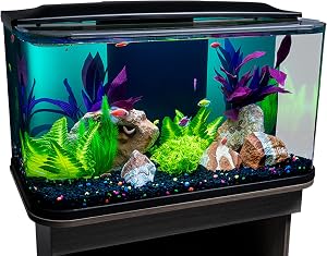 GloFish Glass Aquarium Kit, 20 Gallons, Includes Premium Blue, LED Light Stick & Integrated