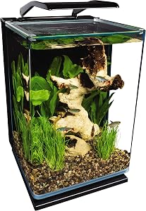 Marineland Portrait Glass LED Aquarium Kit, 5 Gallons, Hidden Filtration,Black